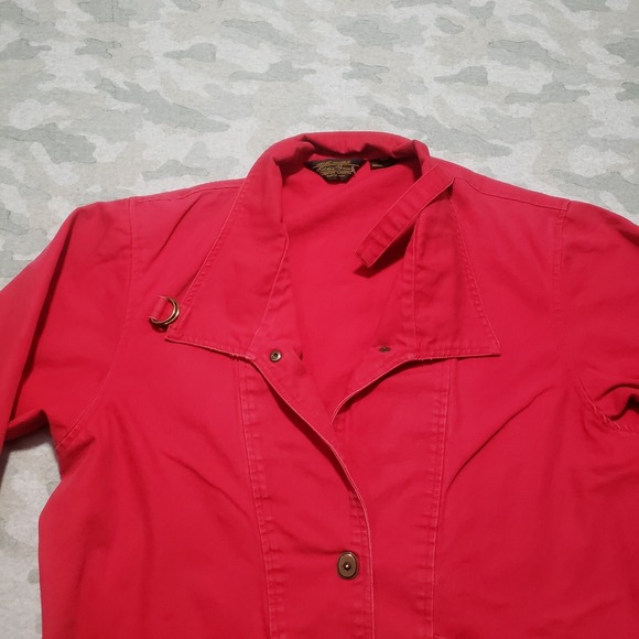 Eddie Bauer Jacket Womens Medium Red Long Sleeve Canvas Big Snap - Picture 3 of 9